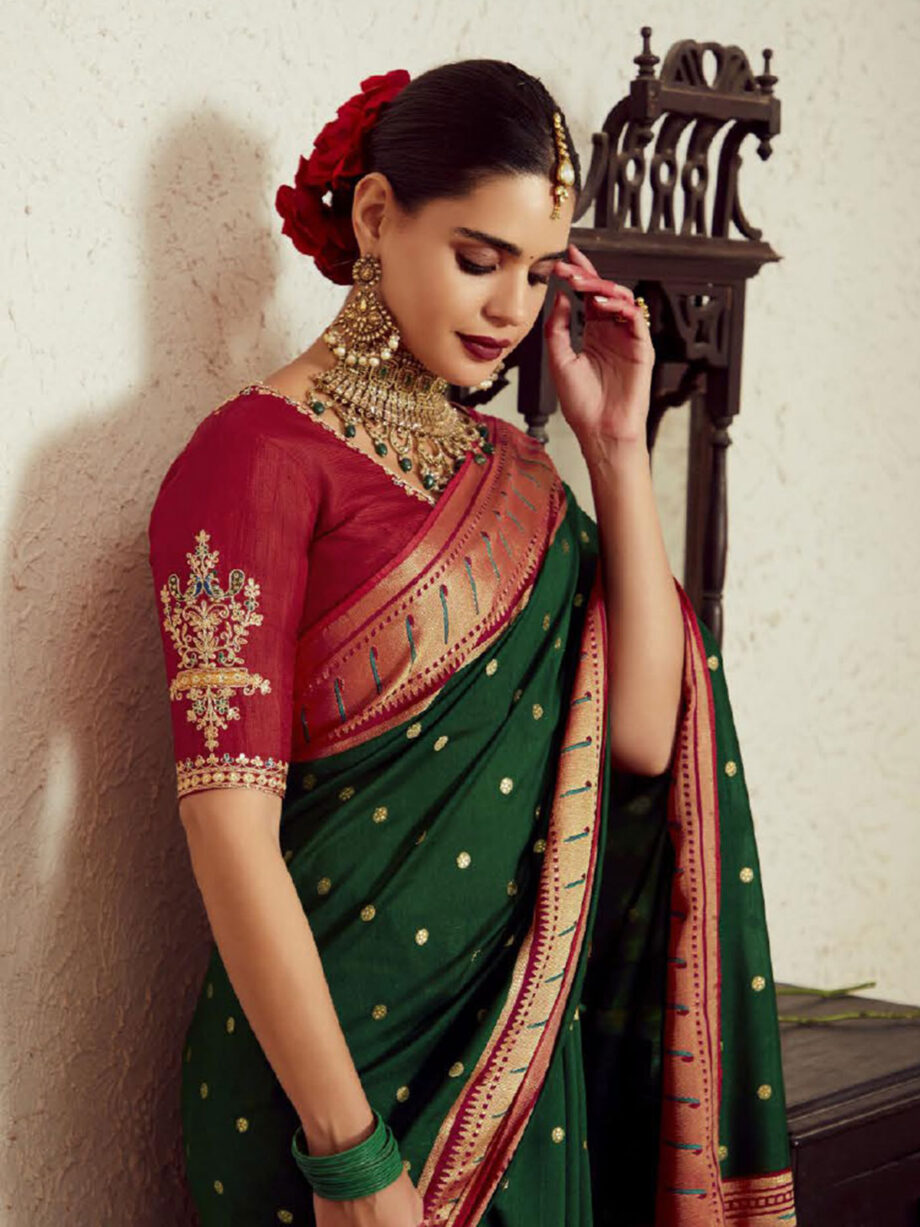 Green Colour Soft Brasso Bridal Saree