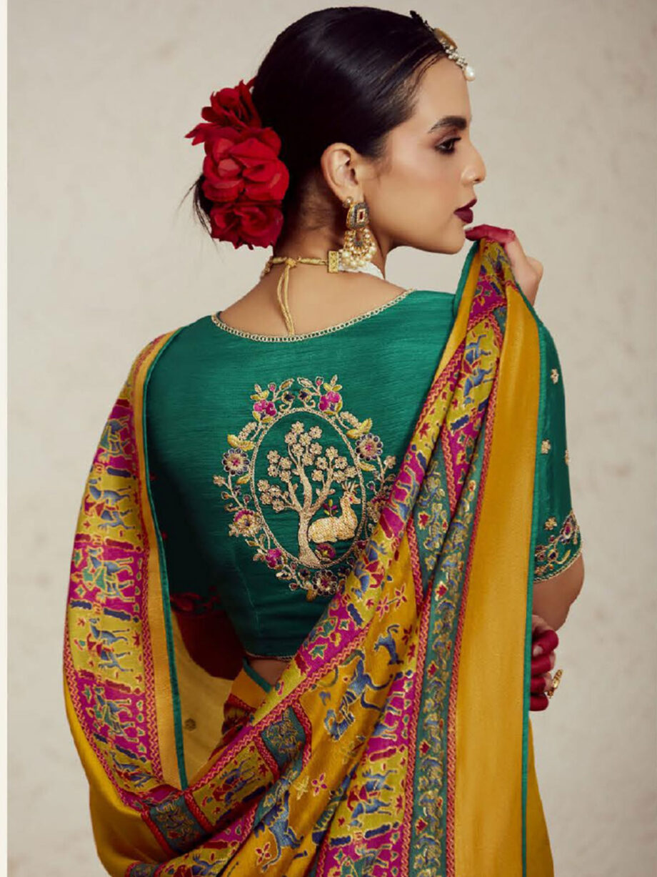 Yellow Colour Soft Brasso Bridal Saree