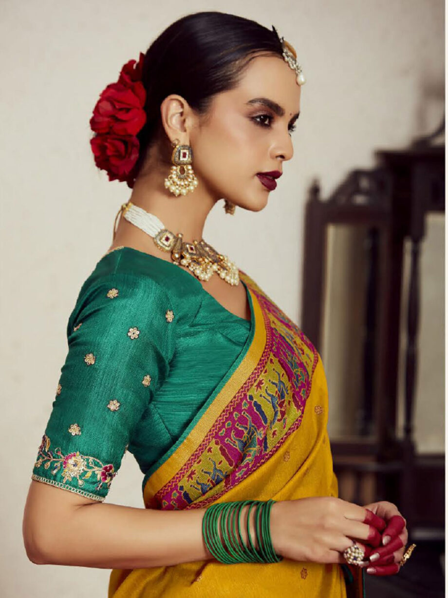 Yellow Colour Soft Brasso Bridal Saree