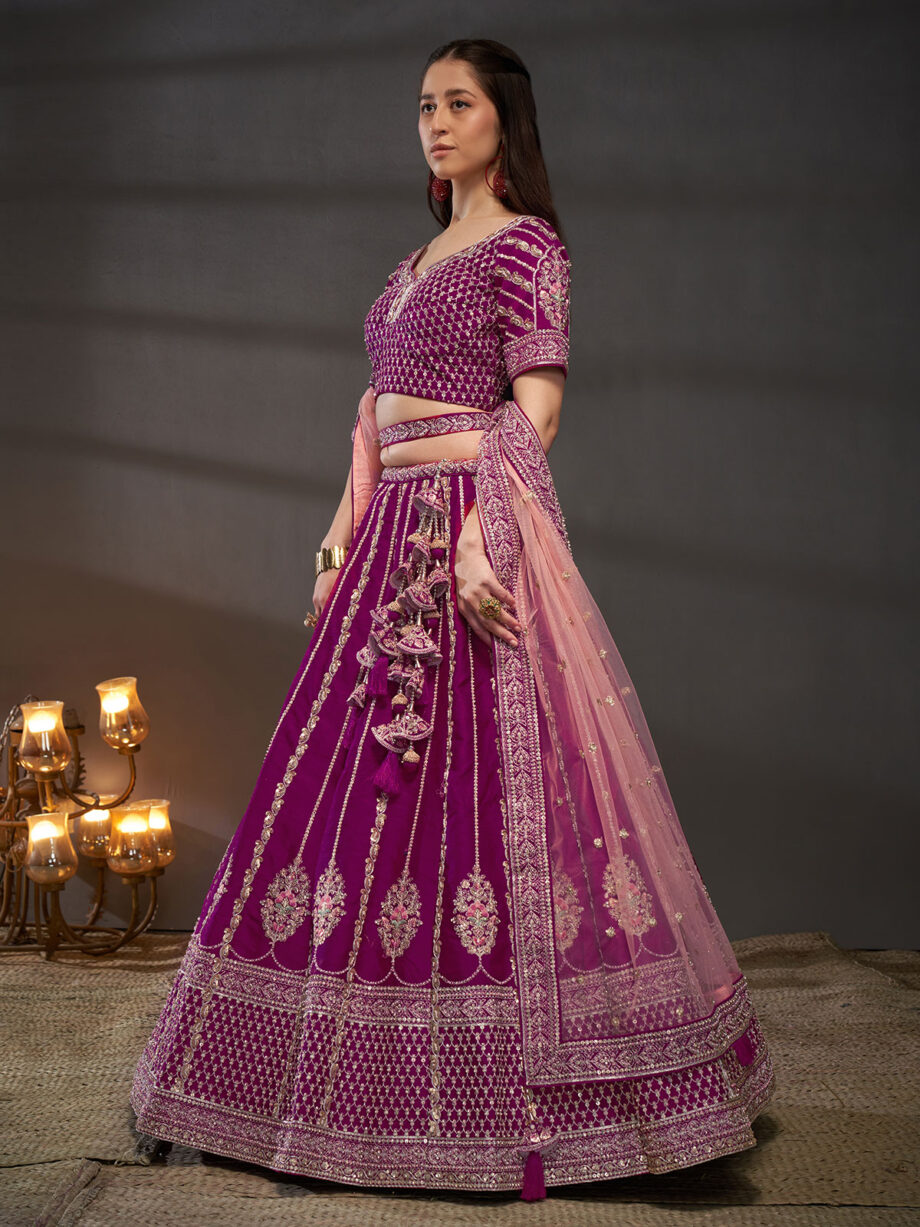 Burgundy Embroidered Designer Lehenga Choli Set