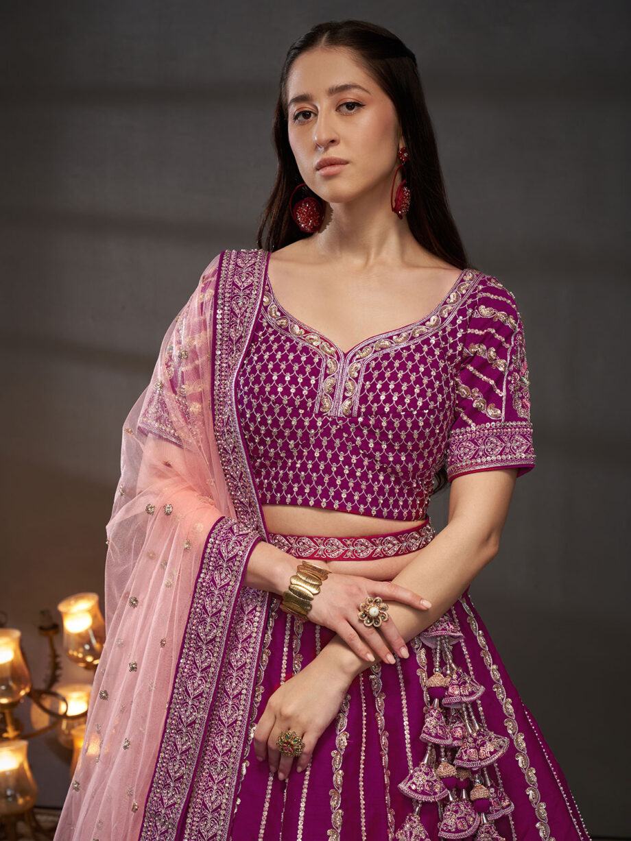 Burgundy Embroidered Designer Lehenga Choli Set