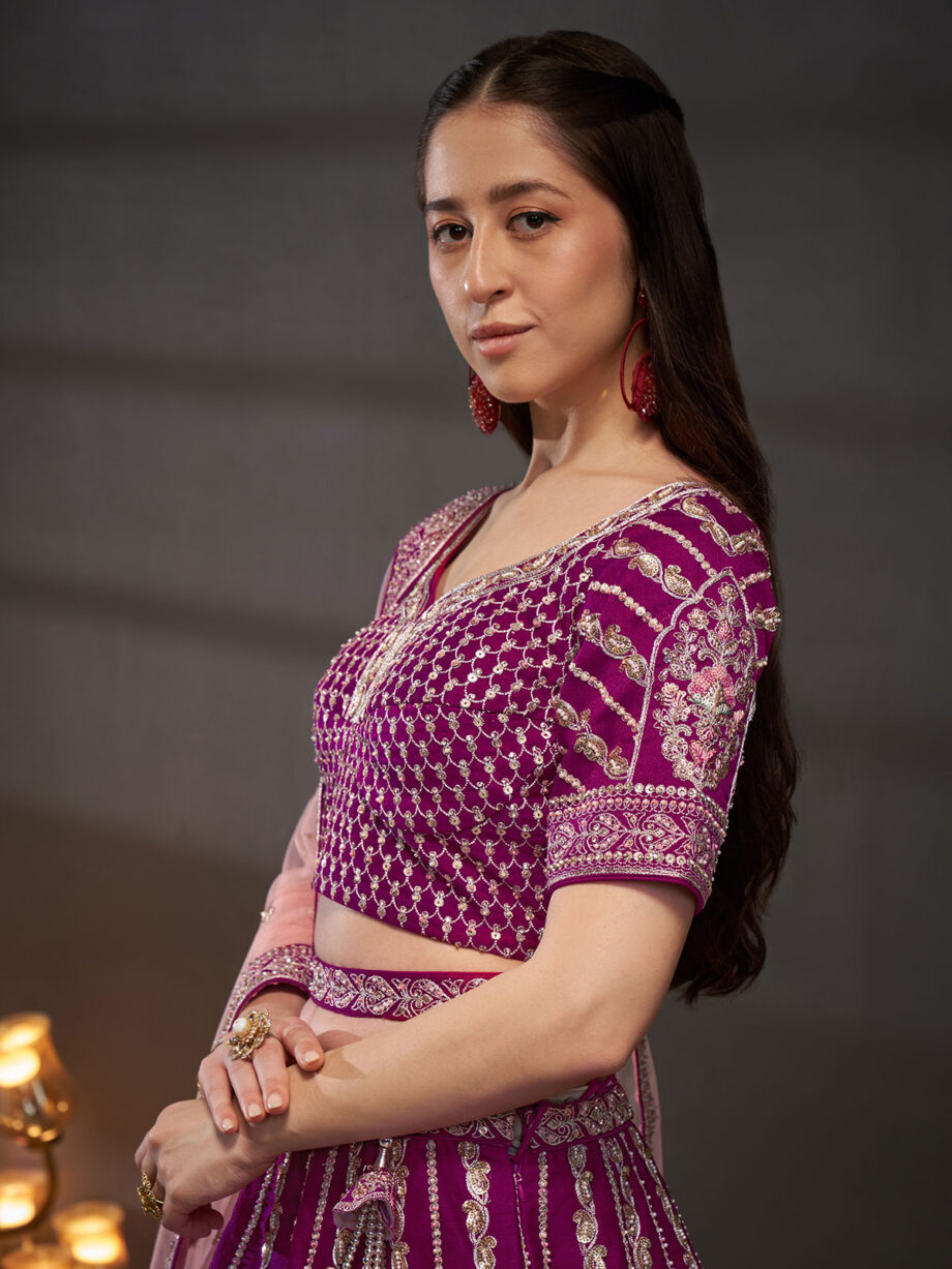 Burgundy Embroidered Designer Lehenga Choli Set