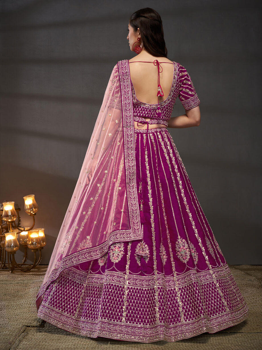 Burgundy Embroidered Designer Lehenga Choli Set