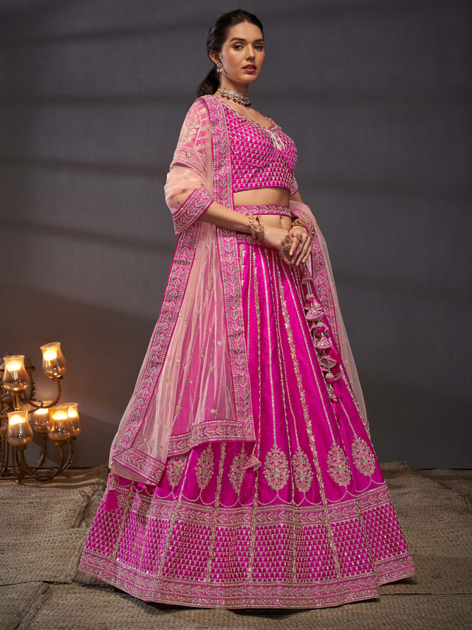 Pink Embroidered Designer Lehenga Choli Set