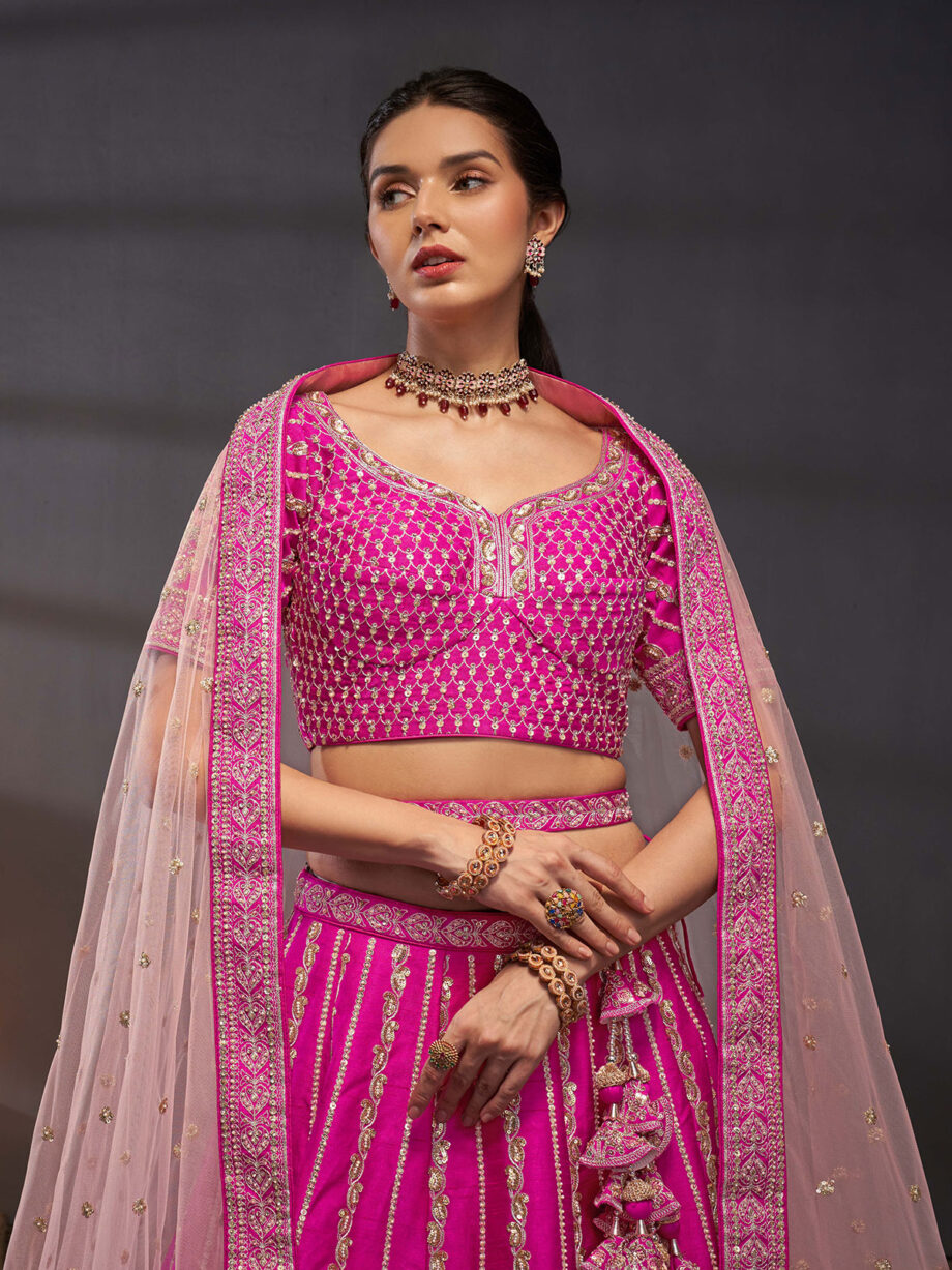 Pink Embroidered Designer Lehenga Choli Set