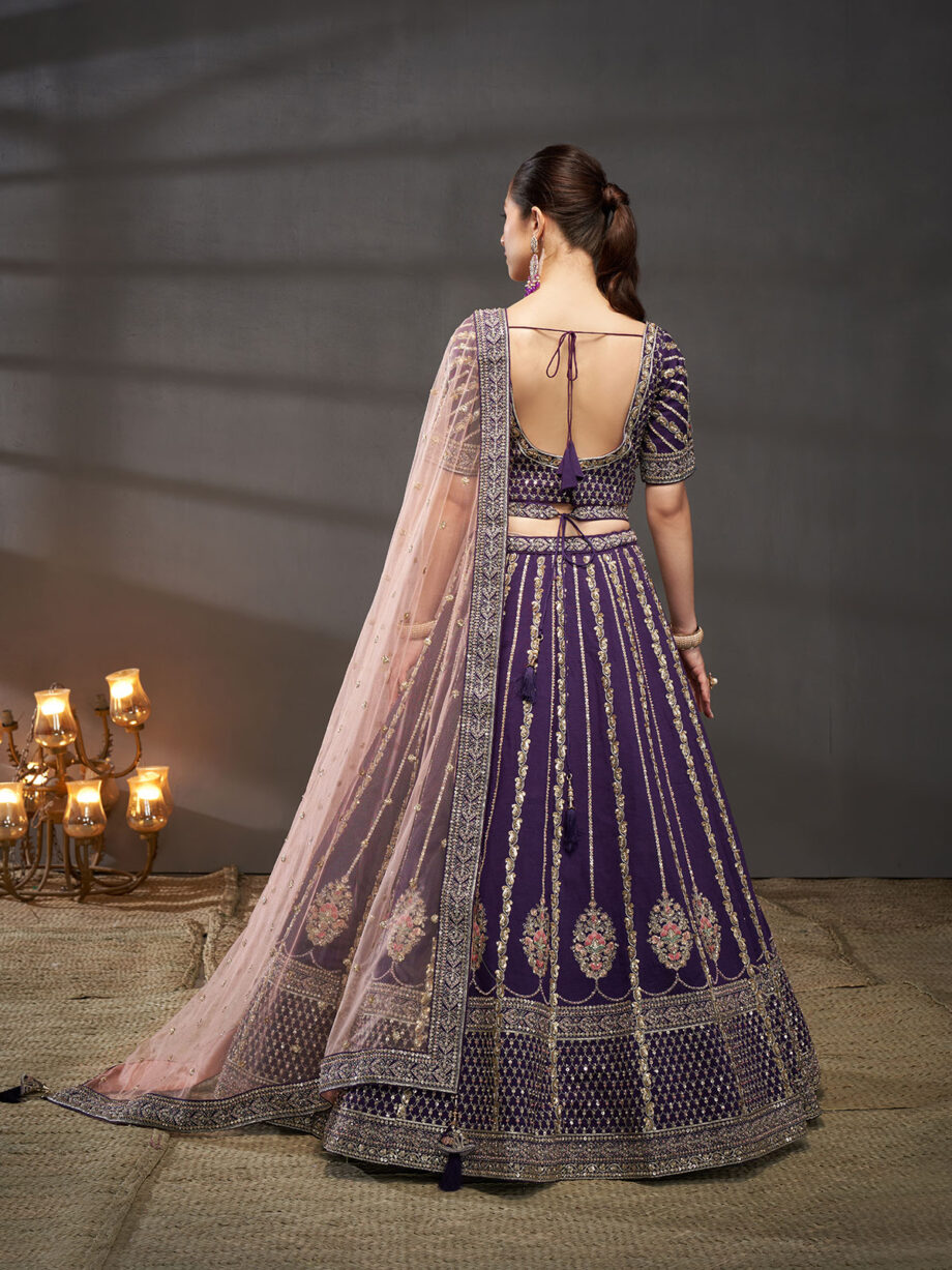 Purple Embroidered Designer Lehenga Choli Set
