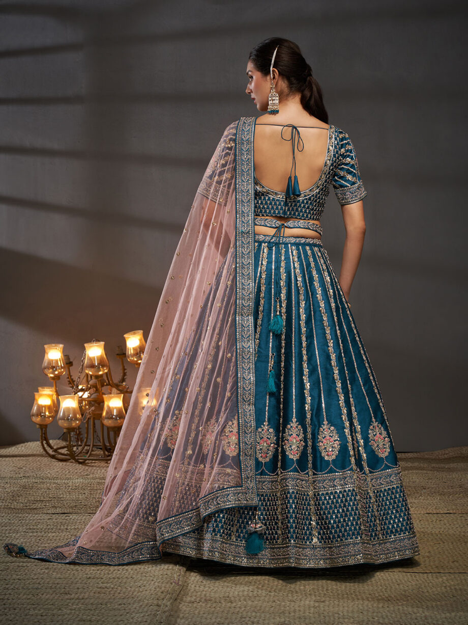 Teal Embroidered Designer Lehenga Choli Set