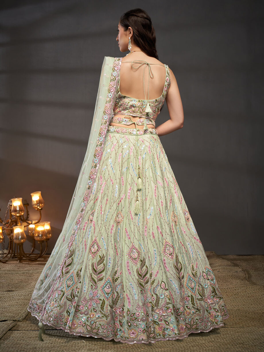 Limegreen Embroidered Designer Lehenga Choli Set