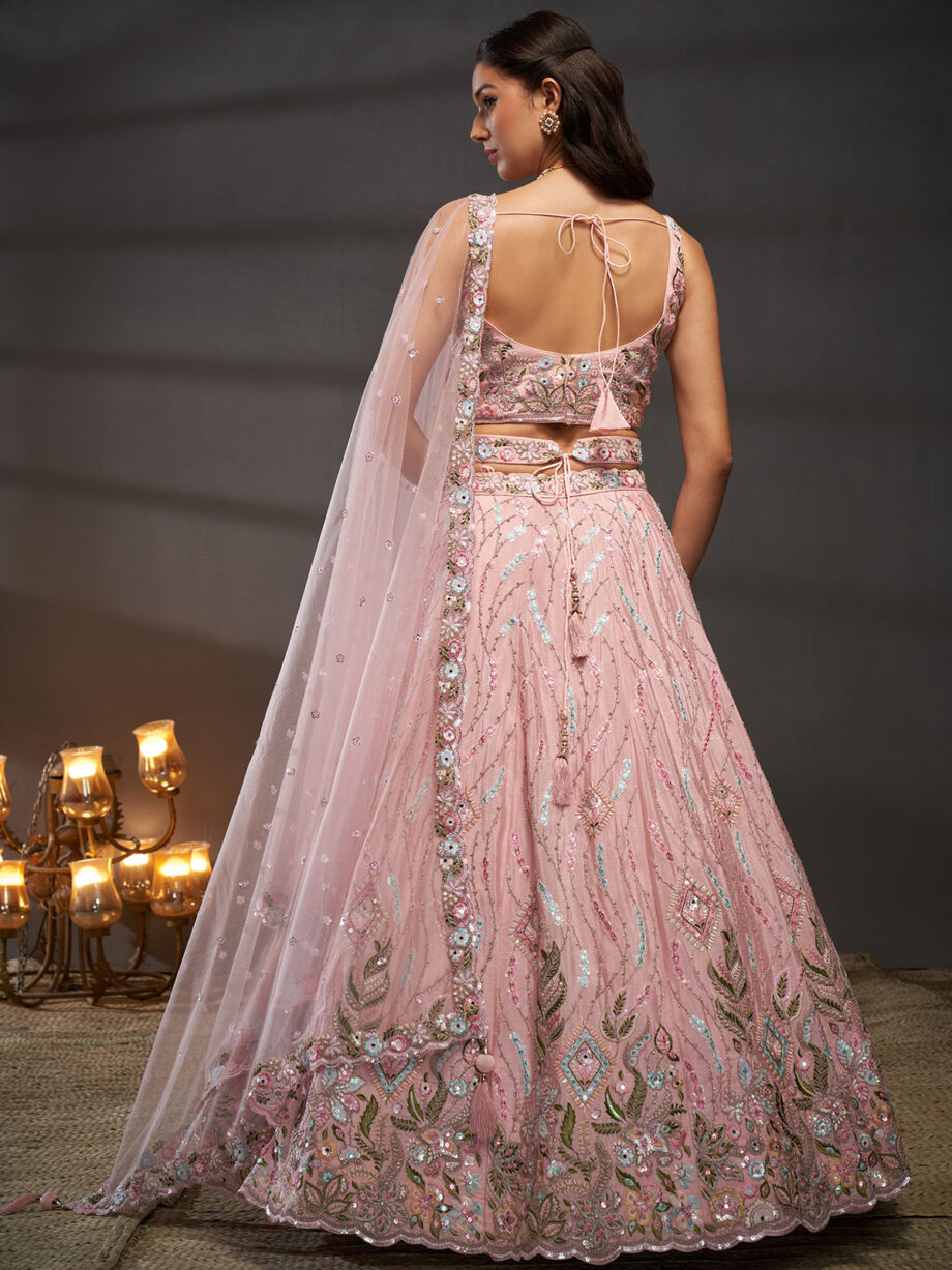 Pink Embroidered Designer Lehenga Choli Set