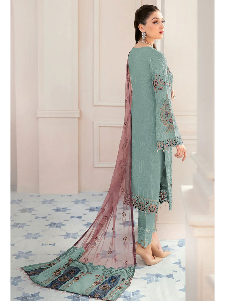 Sky Blue Semi Stitched Suit Set