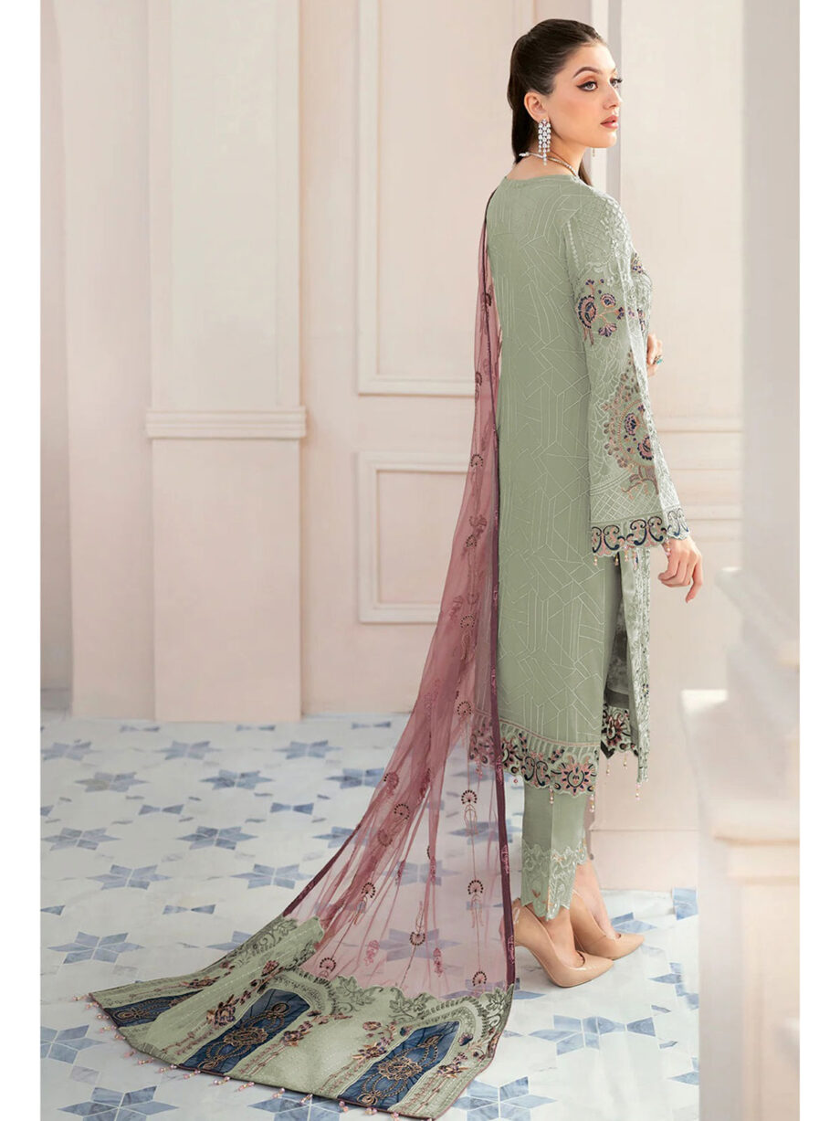 Green Semi Stitched Suit Set