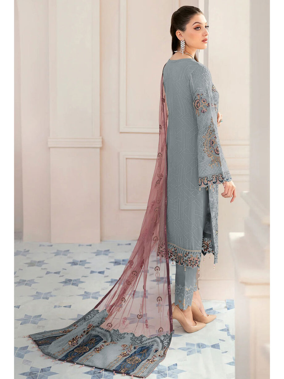 Grey Semi Stitched Suit Set