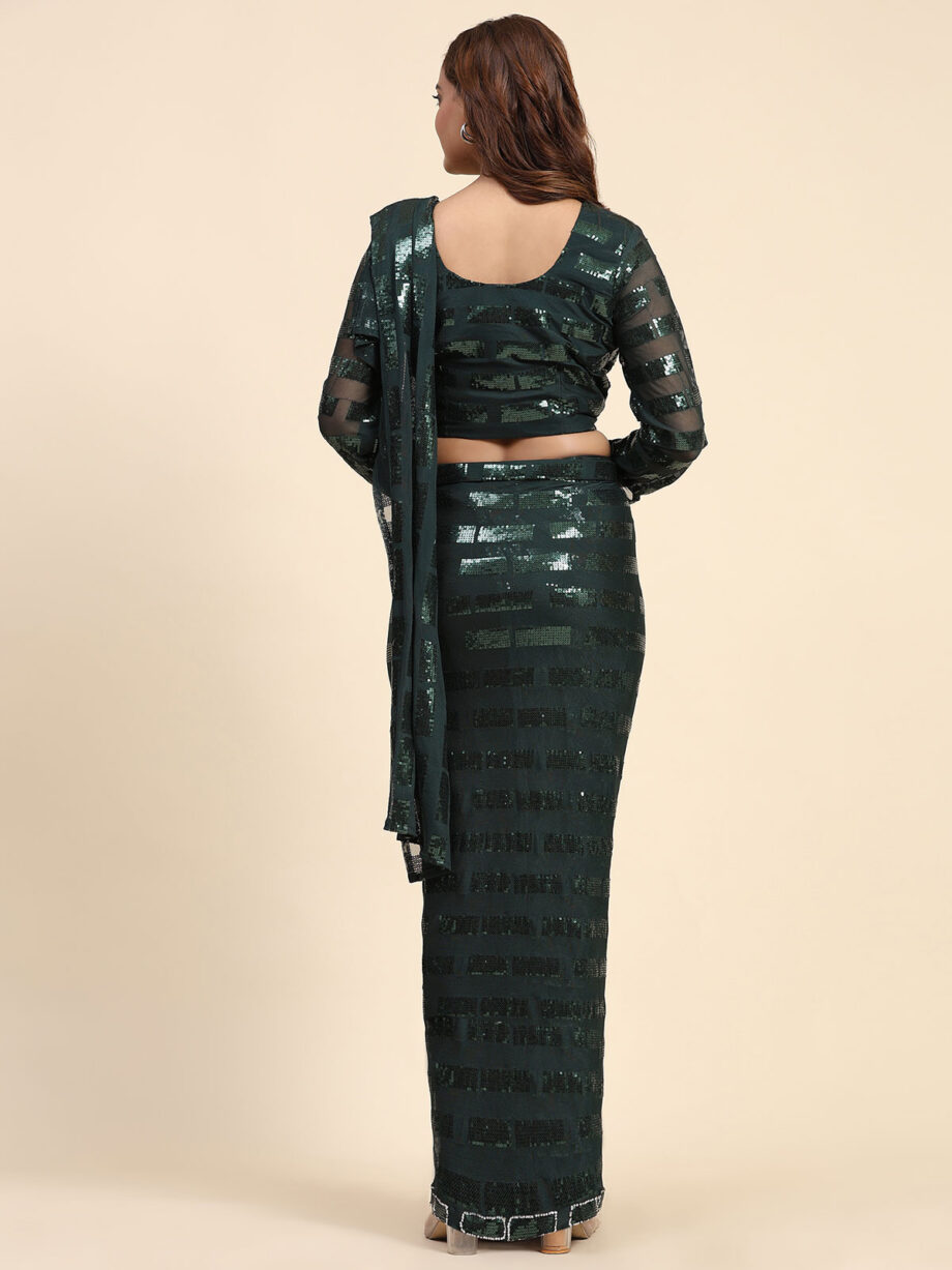 Grey Pure Georgette Party Wear Ready To Wear Saree
