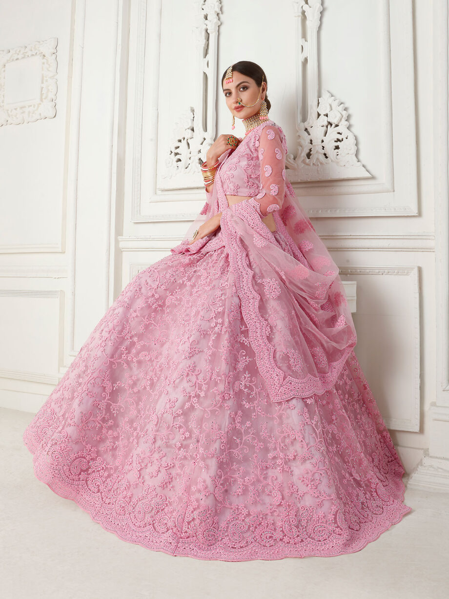 Hot Pink Embroidered Designer Lehenga Set
