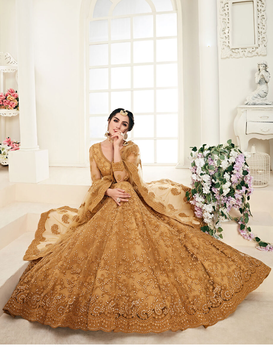 Golden Embroidered Designer Lehenga Set