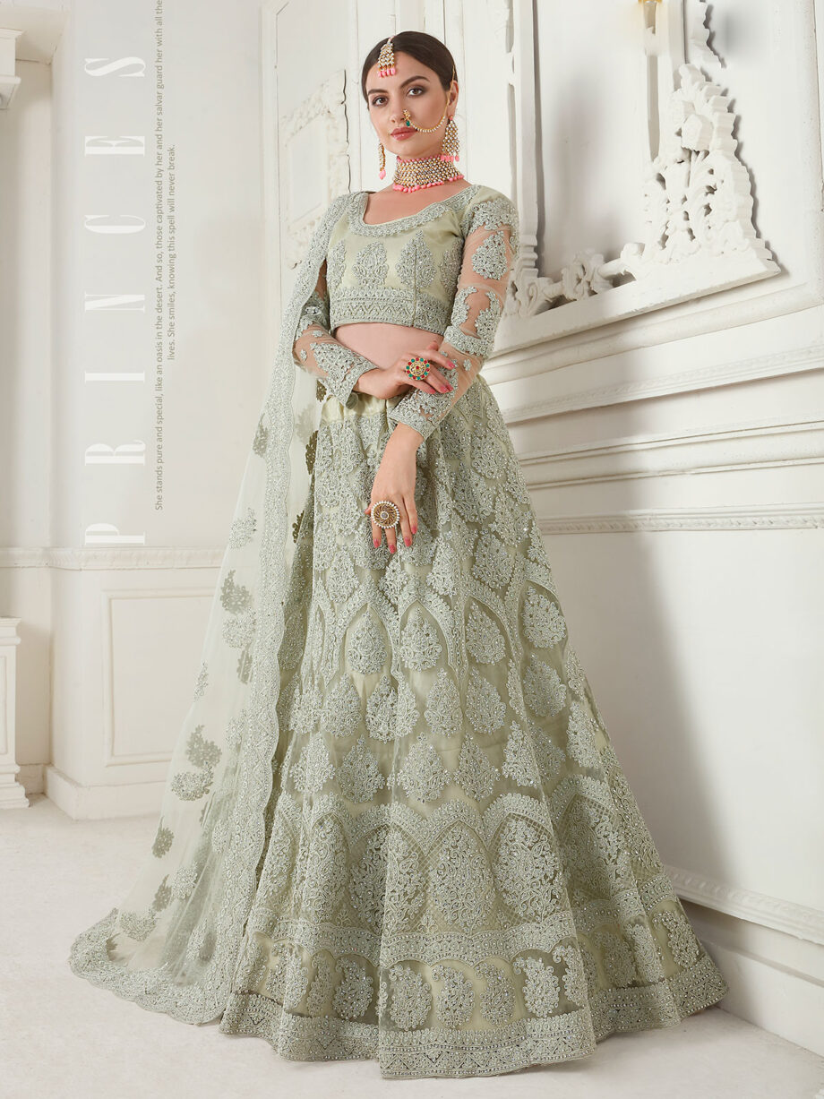 Grey Embroidered Designer Lehenga Set