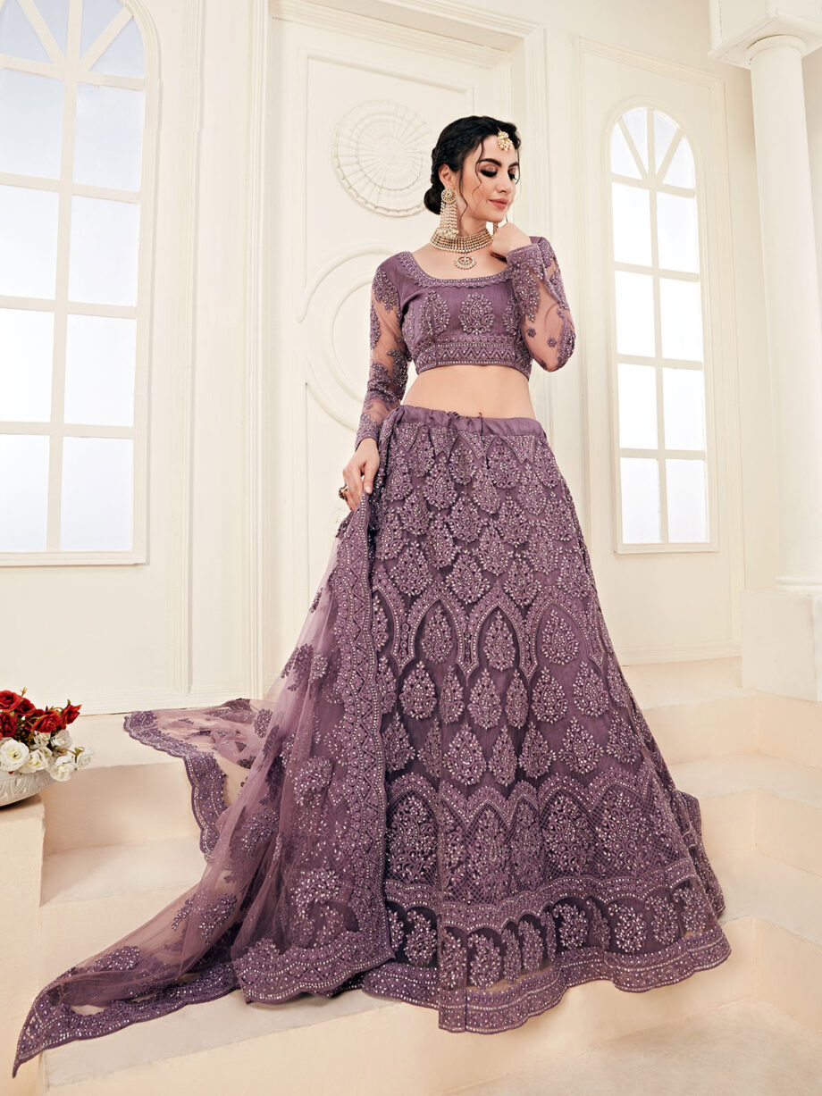 Wine Embroidered Designer Lehenga Set