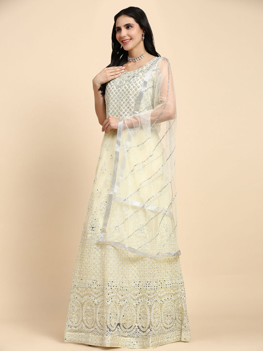 Off Yellow Embellished Gown