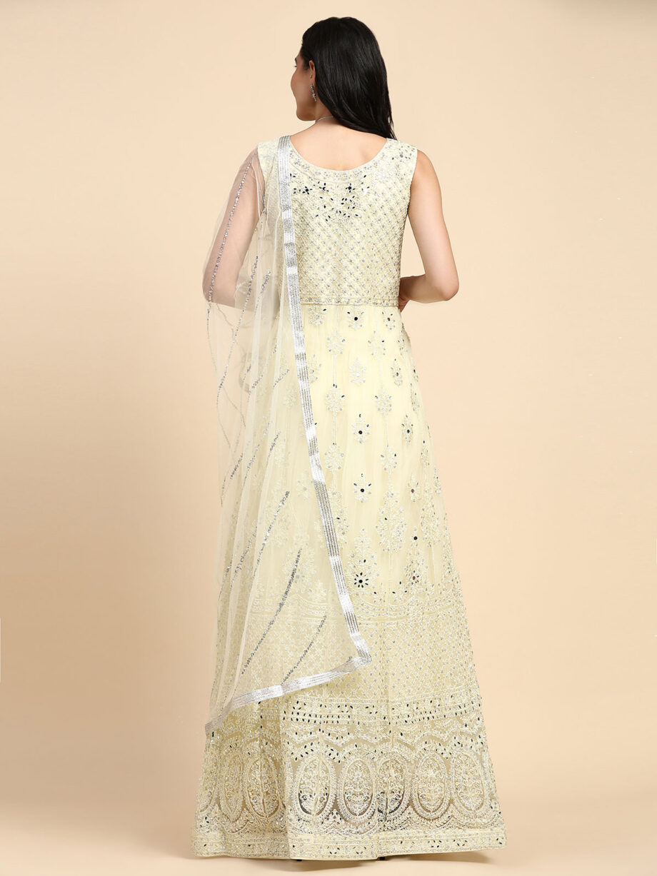 Off Yellow Embellished Gown