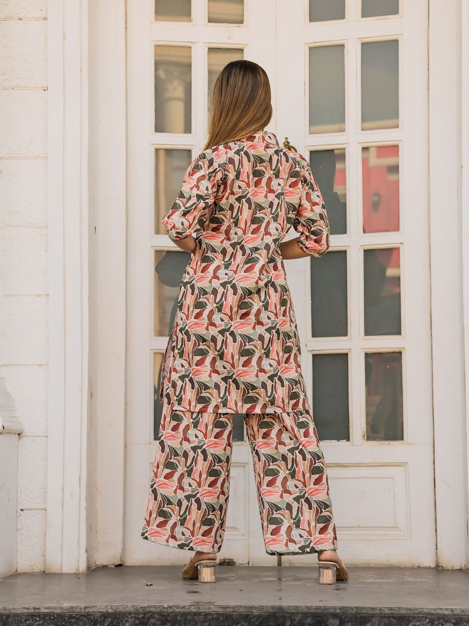 Geometric Print On Cotton Multi Colour Co-ord Set