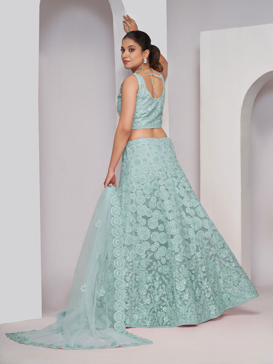 Light Blue Soft Net Lehenga Choli