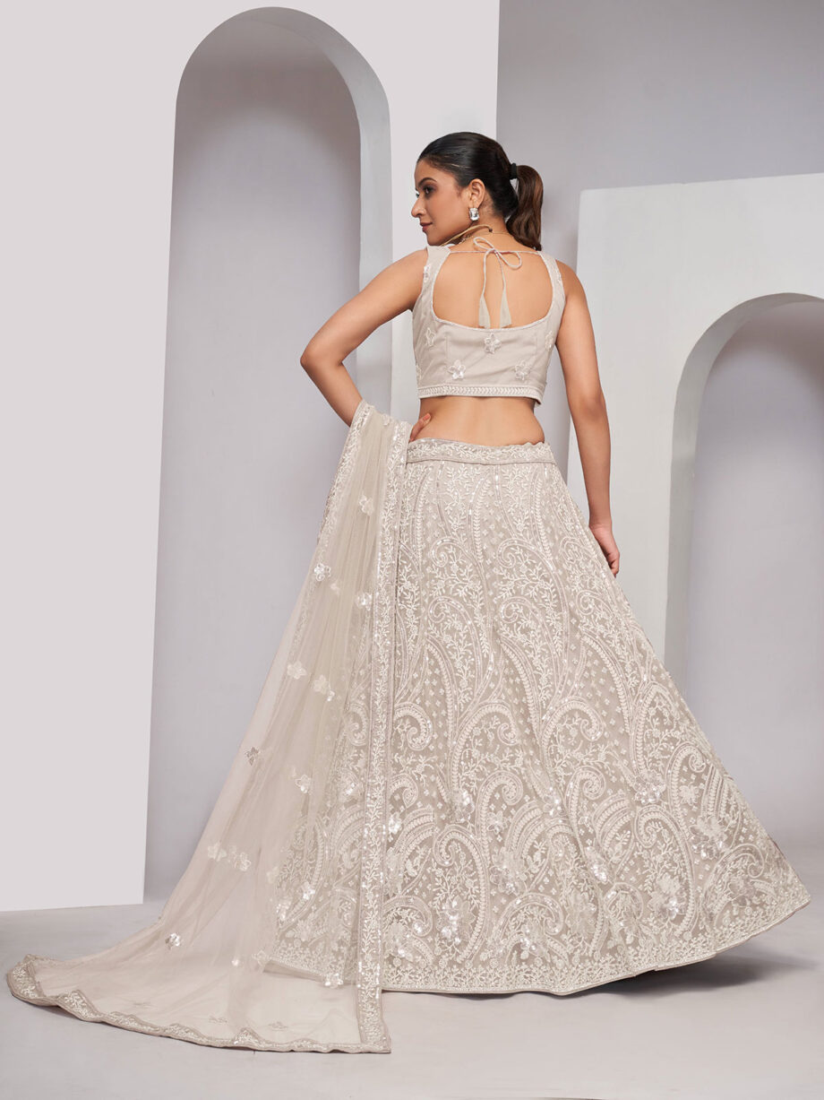 Off White Soft Net Lehenga Choli