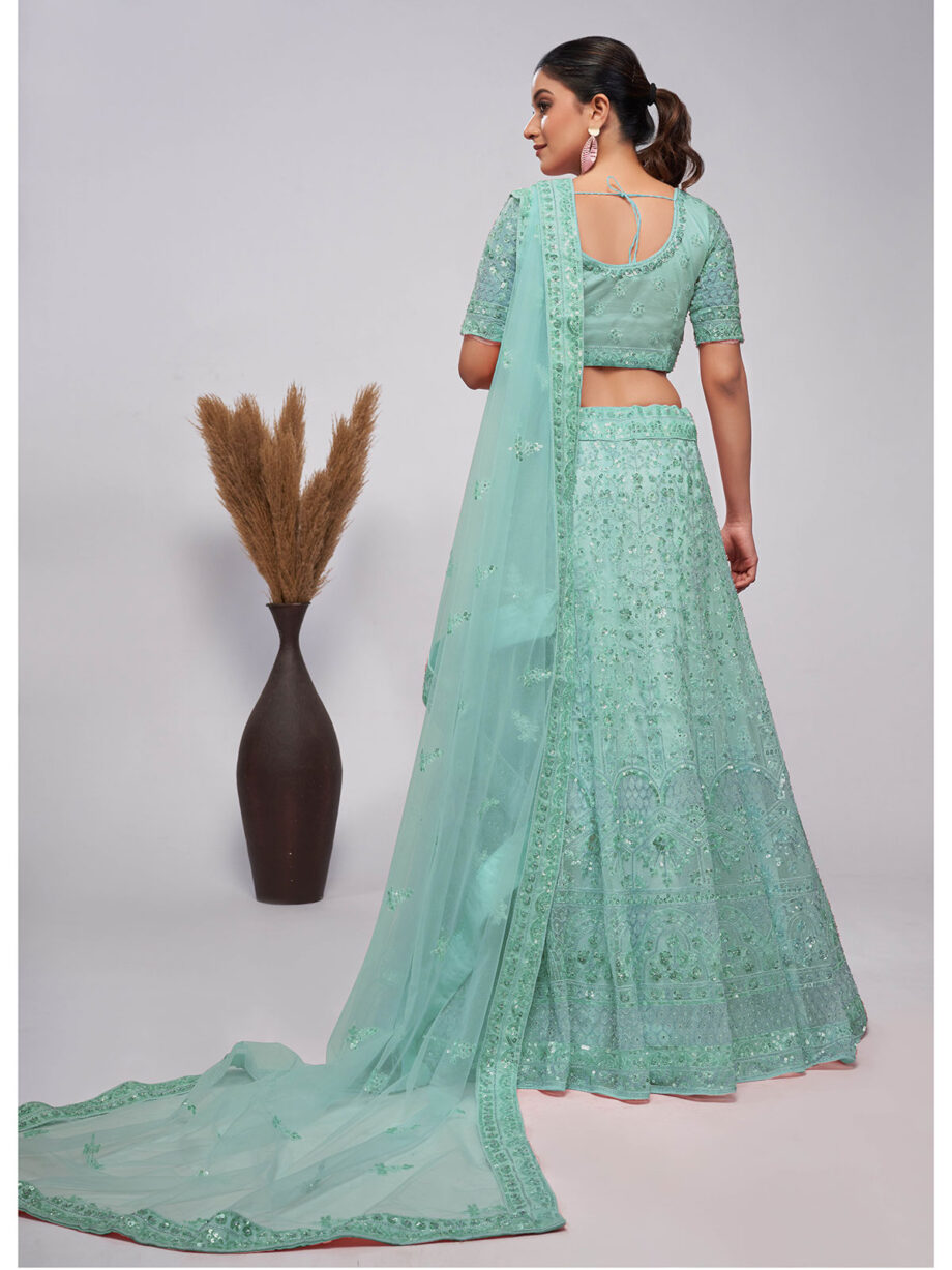 Mint Green Soft Net Lehenga Choli