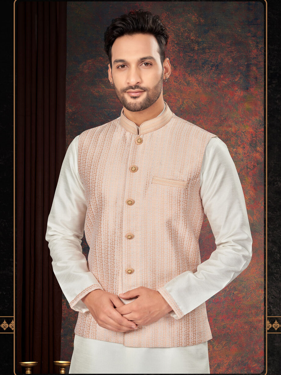 White Singham Jacquard Kurta Pyjama