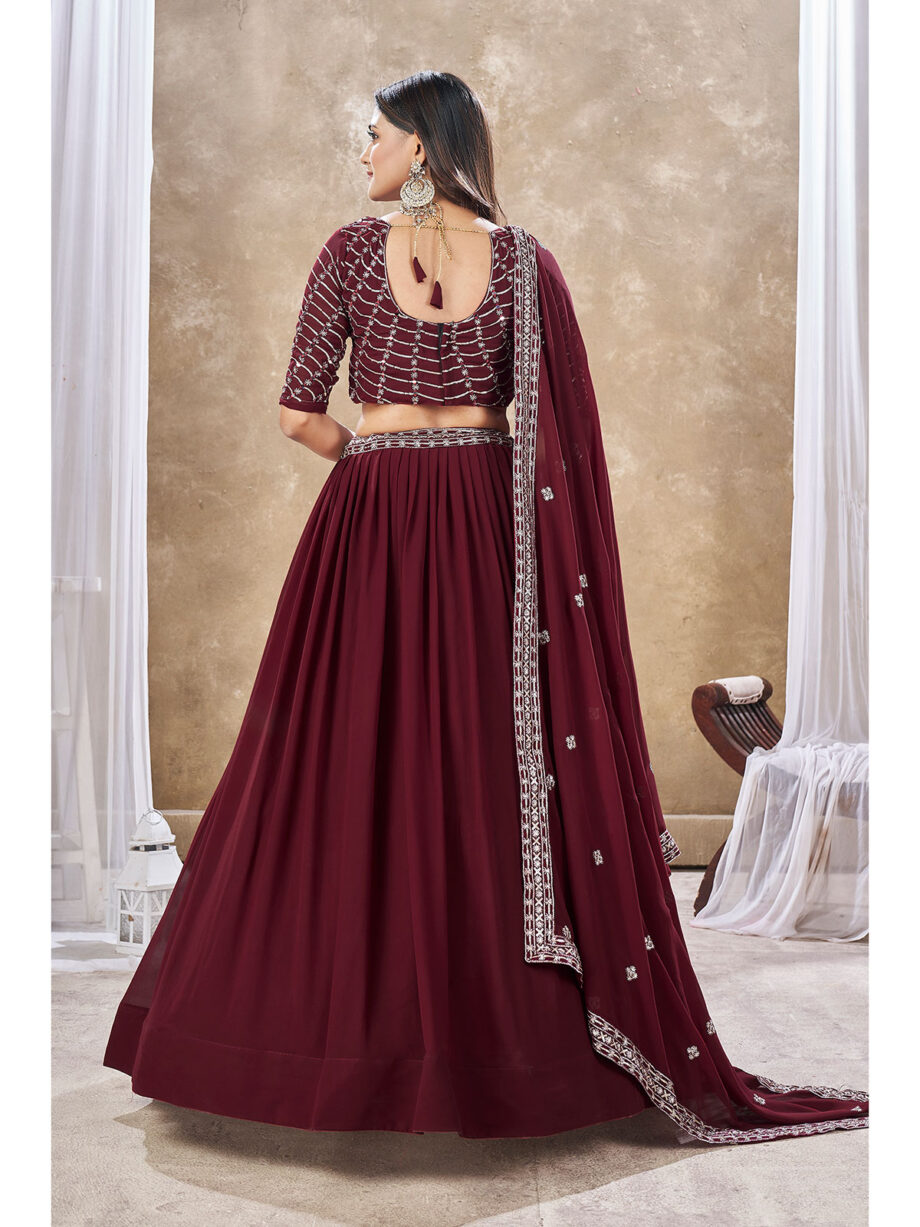 Maroon Colour Embroidered Lehenga Choli