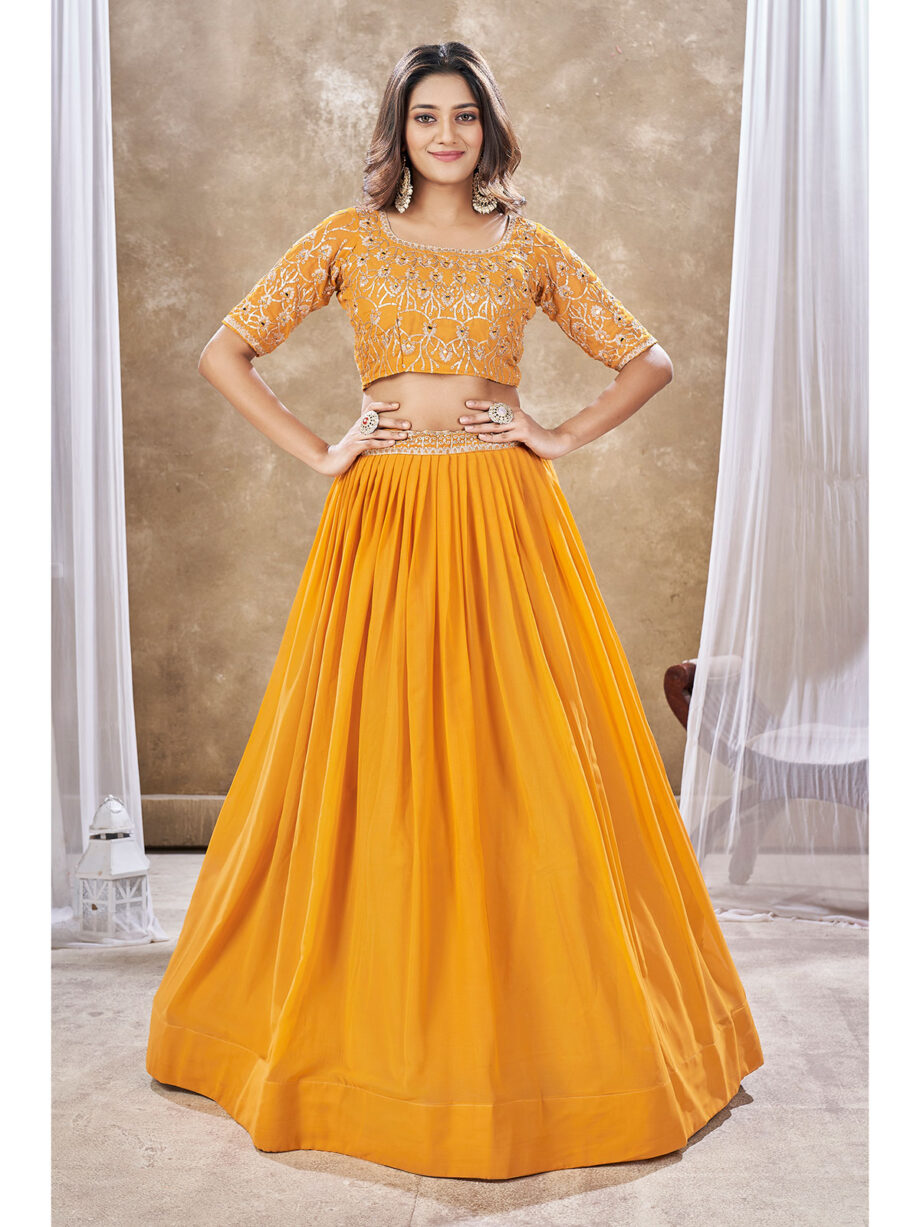 Yellow Colour Embroidered Lehenga Choli