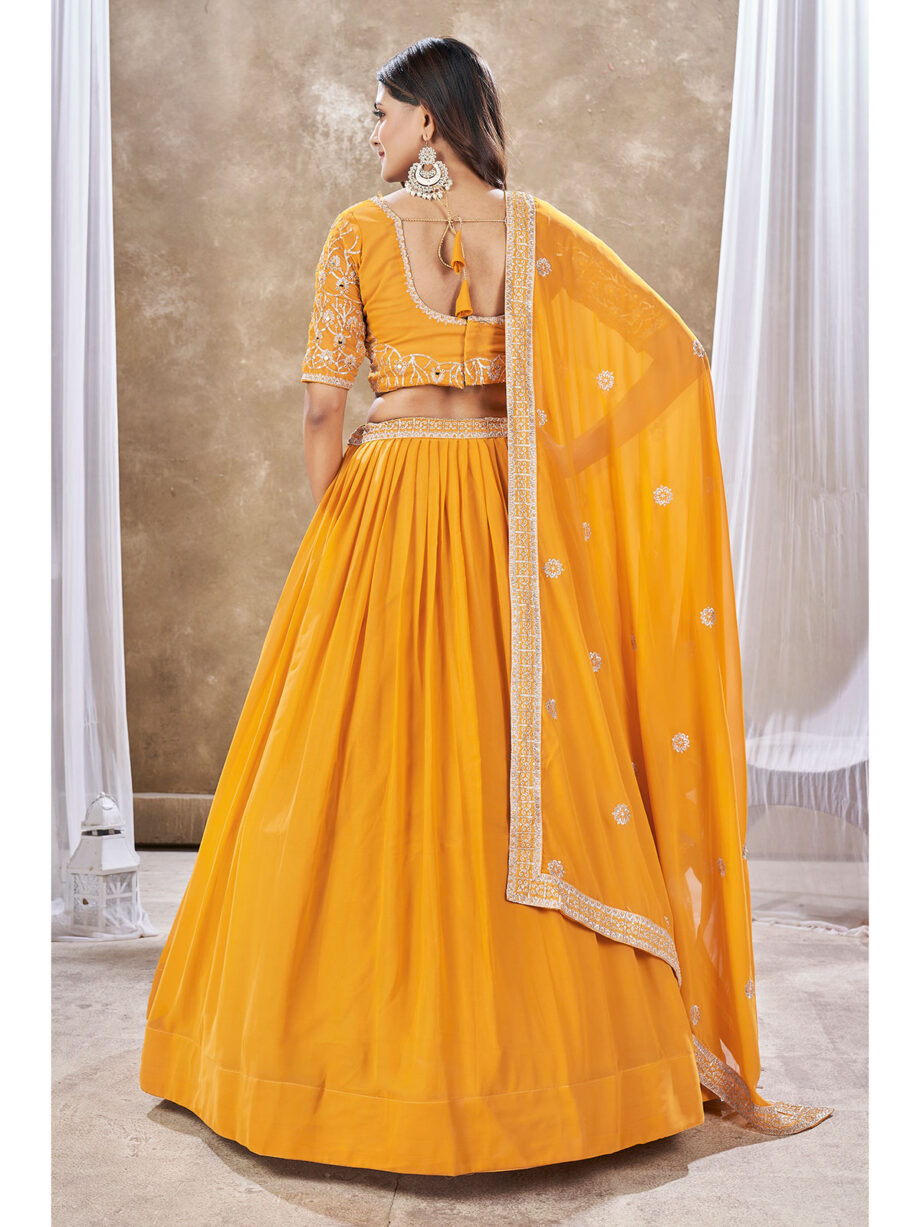 Yellow Colour Embroidered Lehenga Choli
