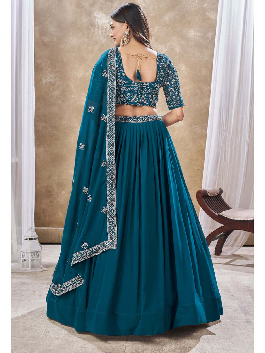 Blue Colour Embroidered Lehenga Choli