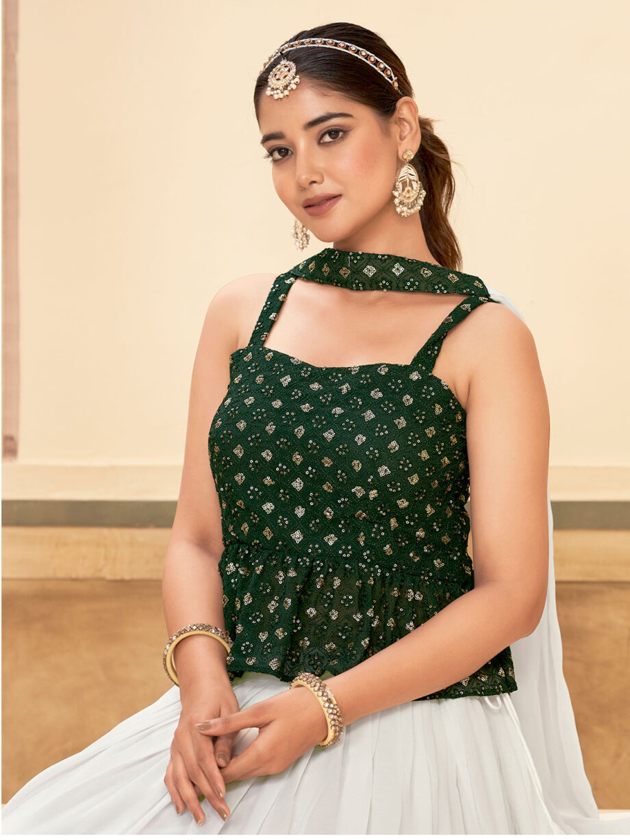 Green Colour Embroidered Lehenga Choli