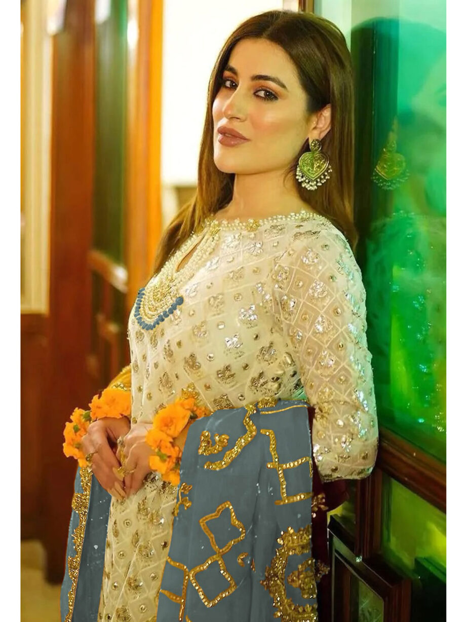 Cream Grey Colour Georgette Suit Set