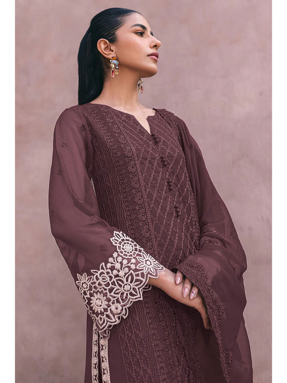 Wine Colour Georgette Suit Set