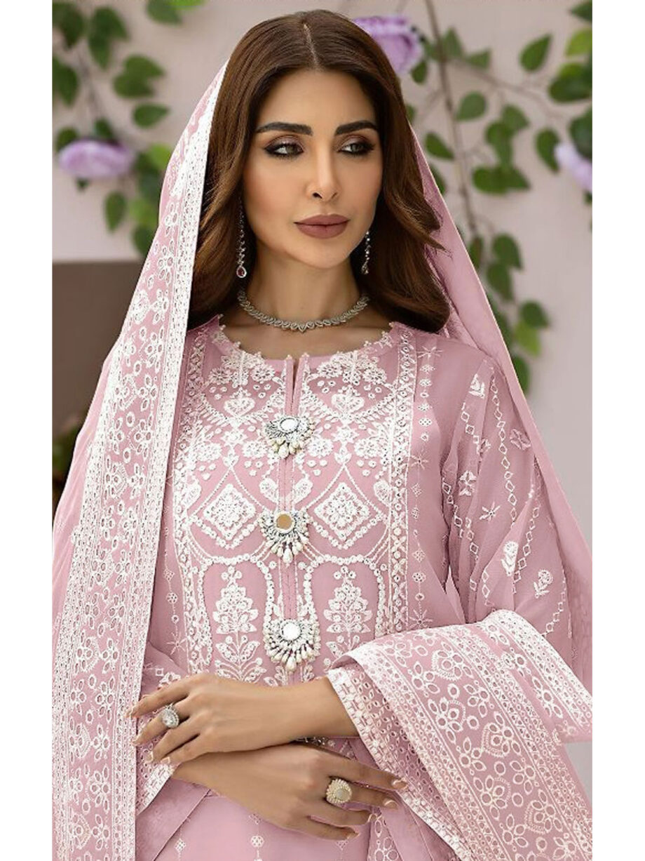 Pink Embroidered Suit Set