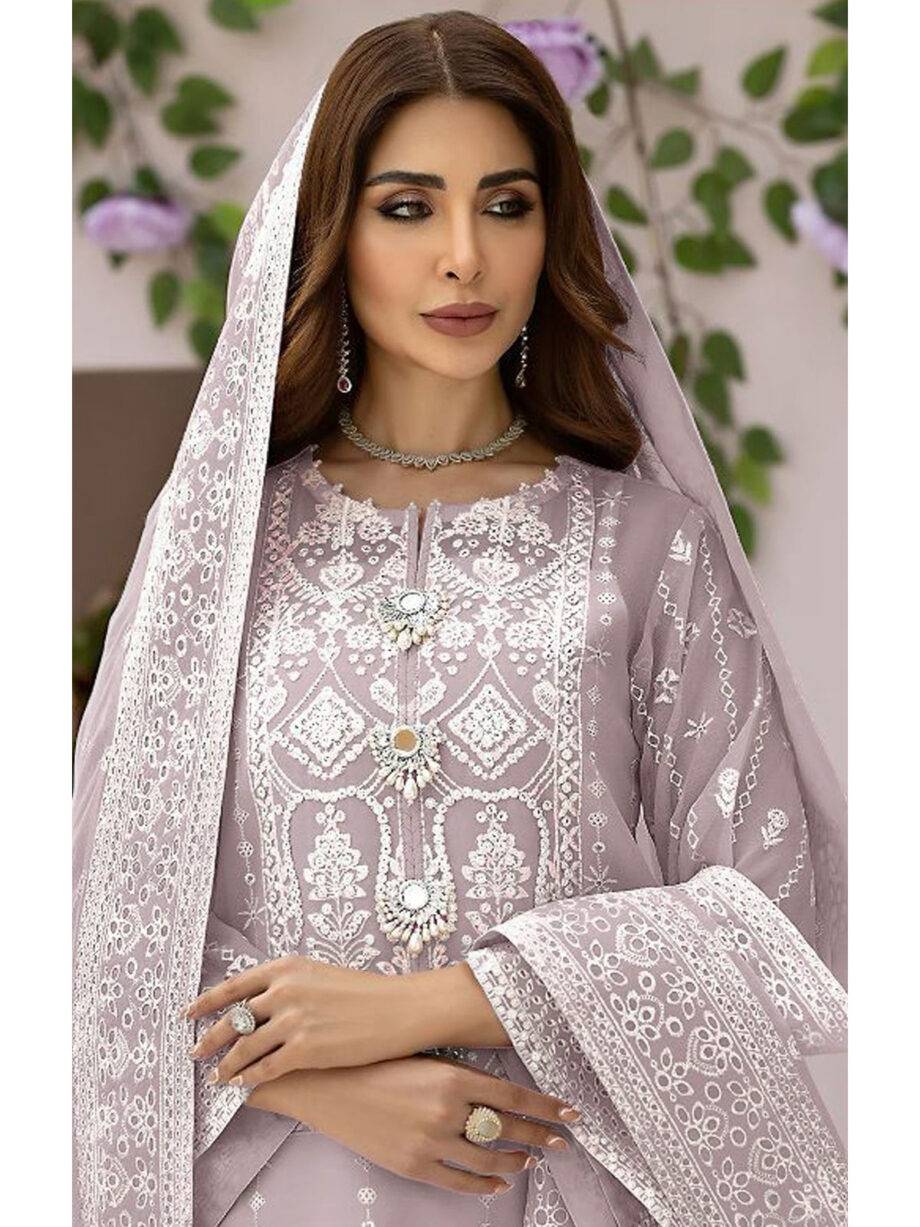 Purple Embroidered Suit Set