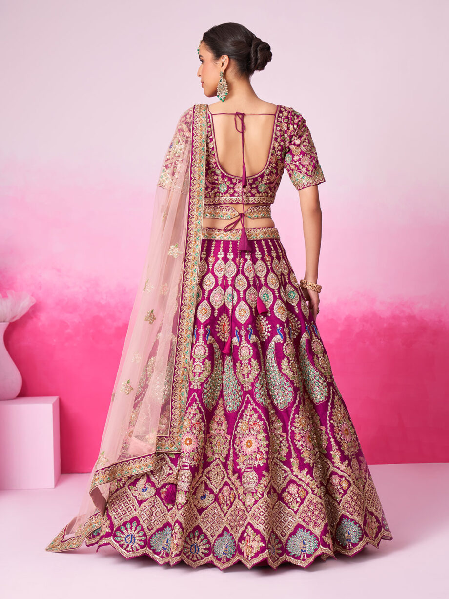 Burgundy Georgette Semi stitched Bridal Lehenga Choli
