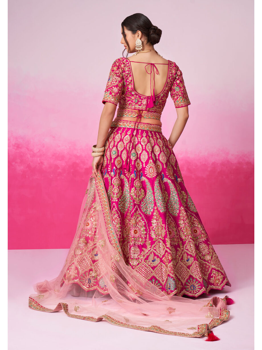 Pink Georgette Semi stitched Bridal Lehenga Choli