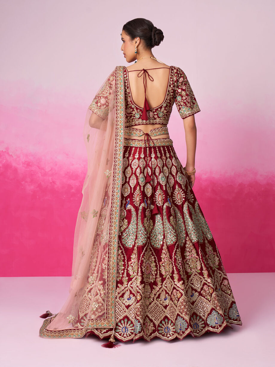 Red Georgette Semi stitched Bridal Lehenga Choli