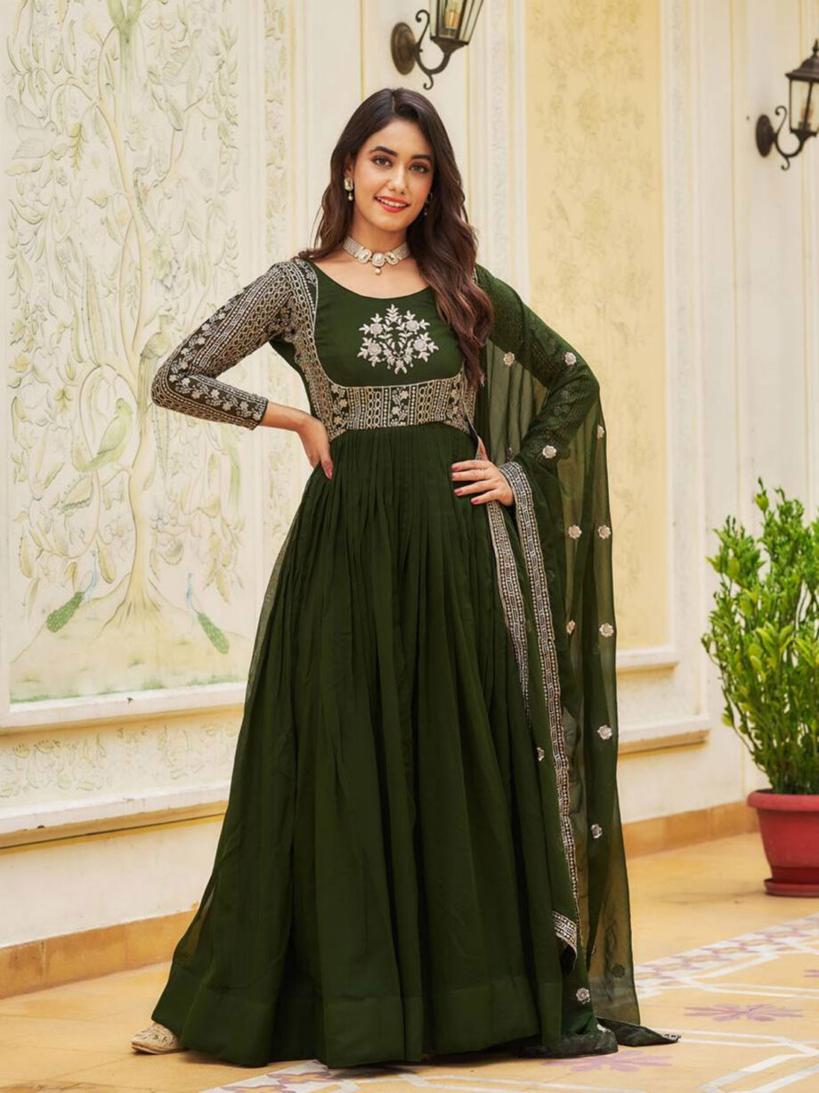 Premium Festive Wear Readymade Gown With Dupatta