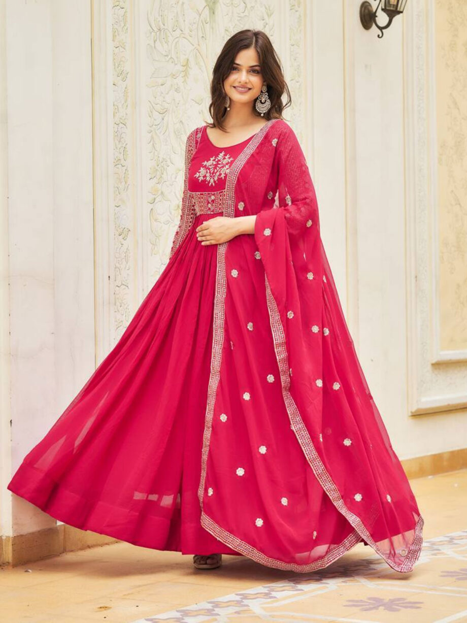 Premium Festive Wear Readymade Gown With Dupatta