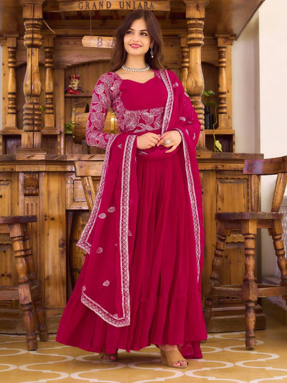 Premium Festive Wear Readymade Gown With Dupatta
