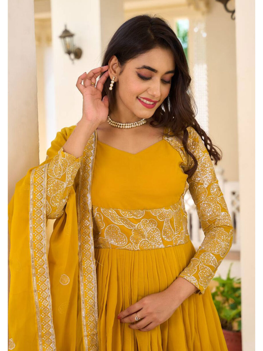 Premium Festive Wear Readymade Gown With Dupatta