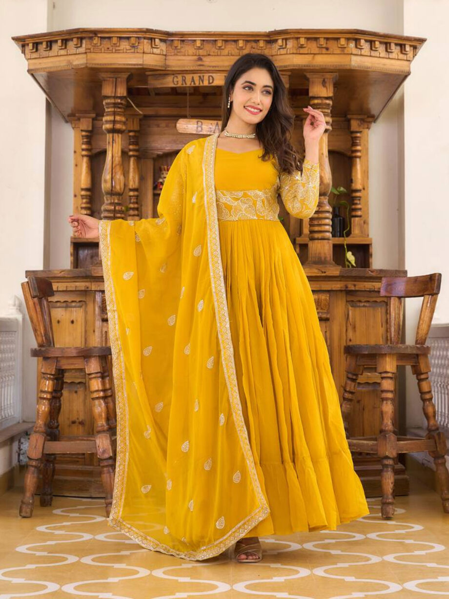 Premium Festive Wear Readymade Gown With Dupatta