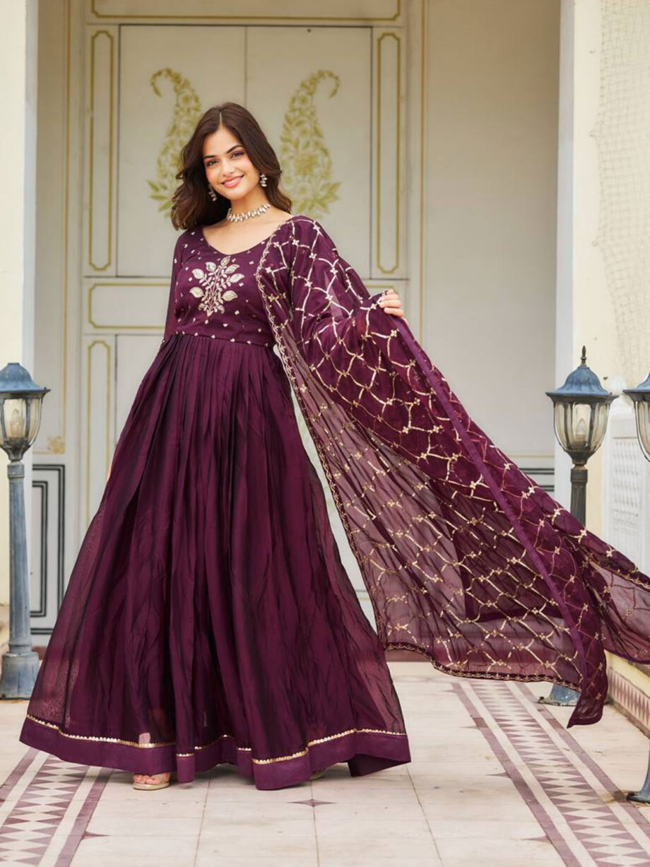 Premium Festive Wear Readymade Gown With Dupatta