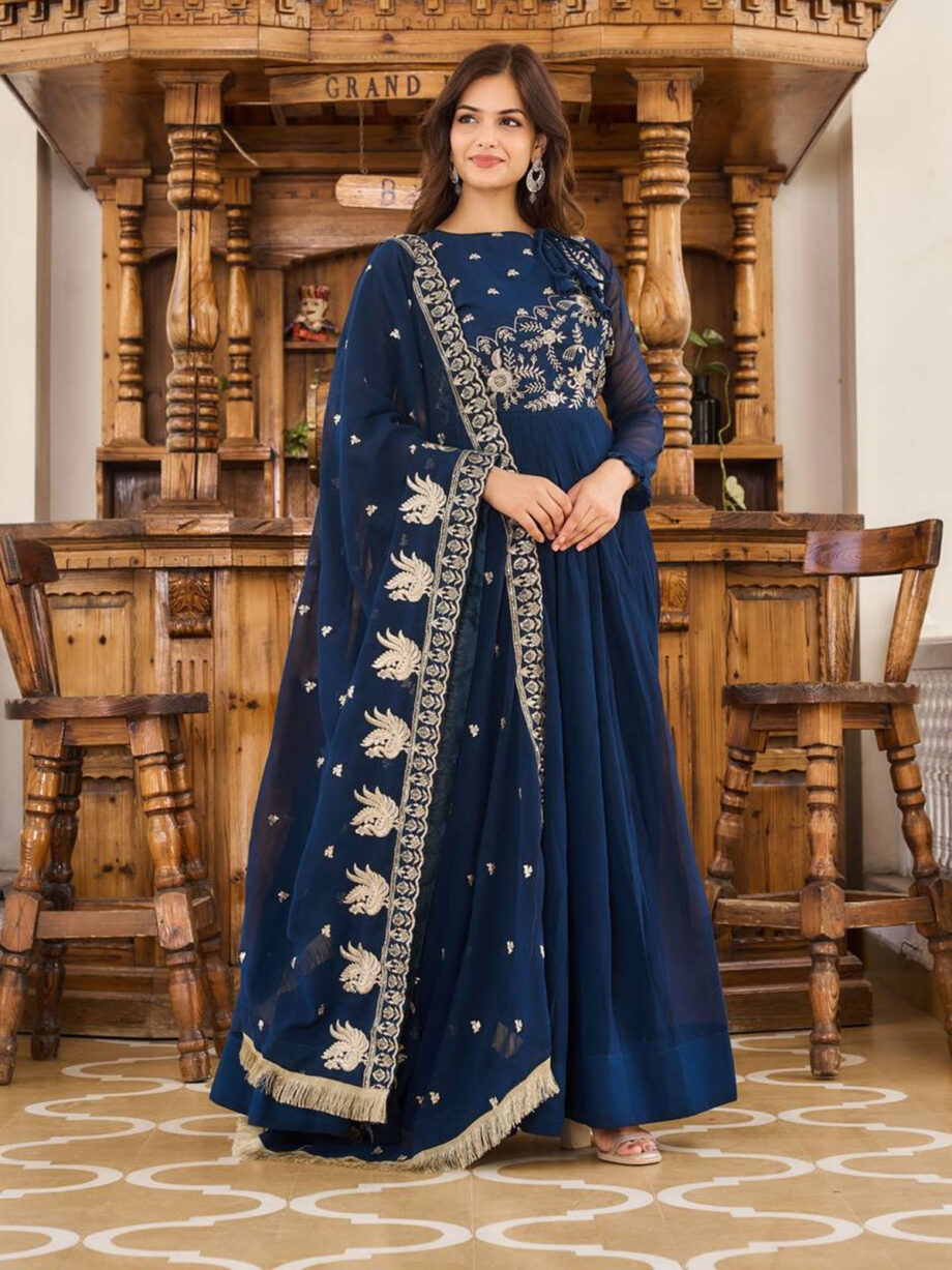 Premium Festive Wear Readymade Gown With Dupatta