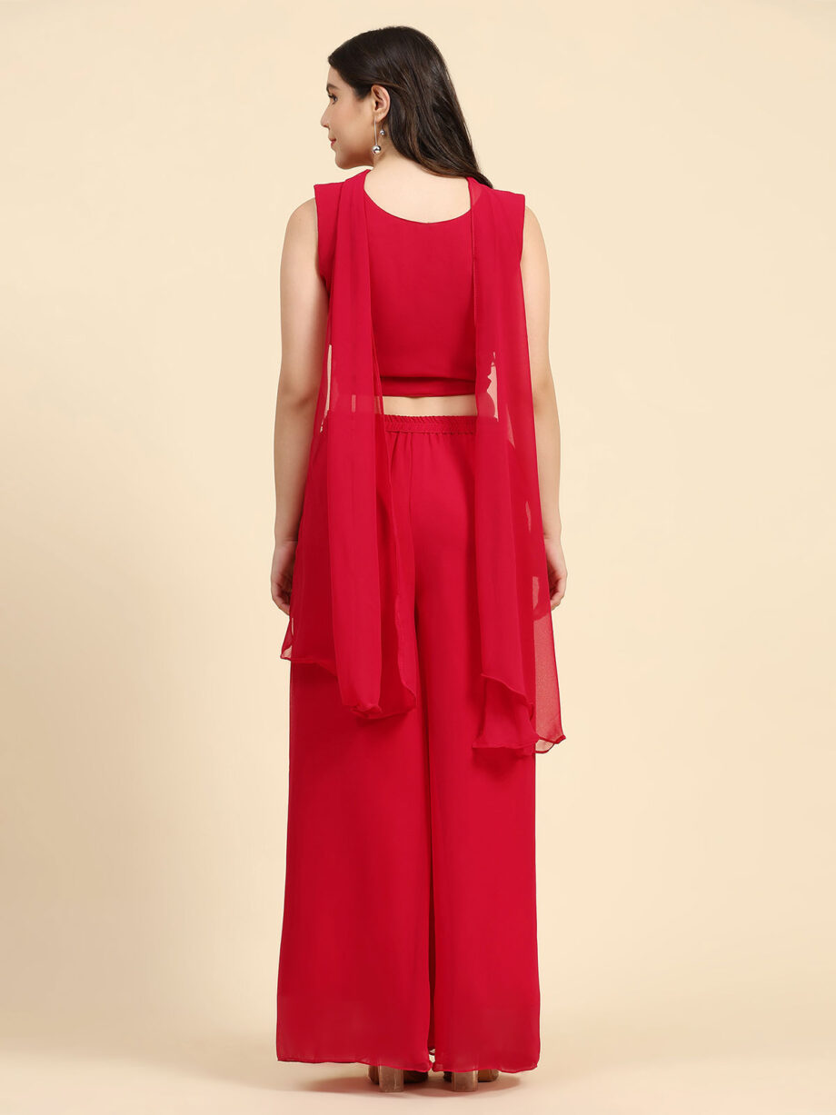 Readymade Crop Top And Plazzo With Dupatta