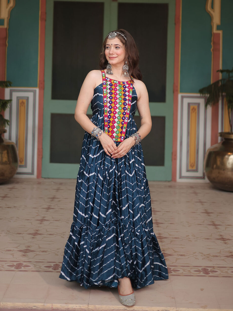 Midnight Blue Trendy Designer Readymade Gown