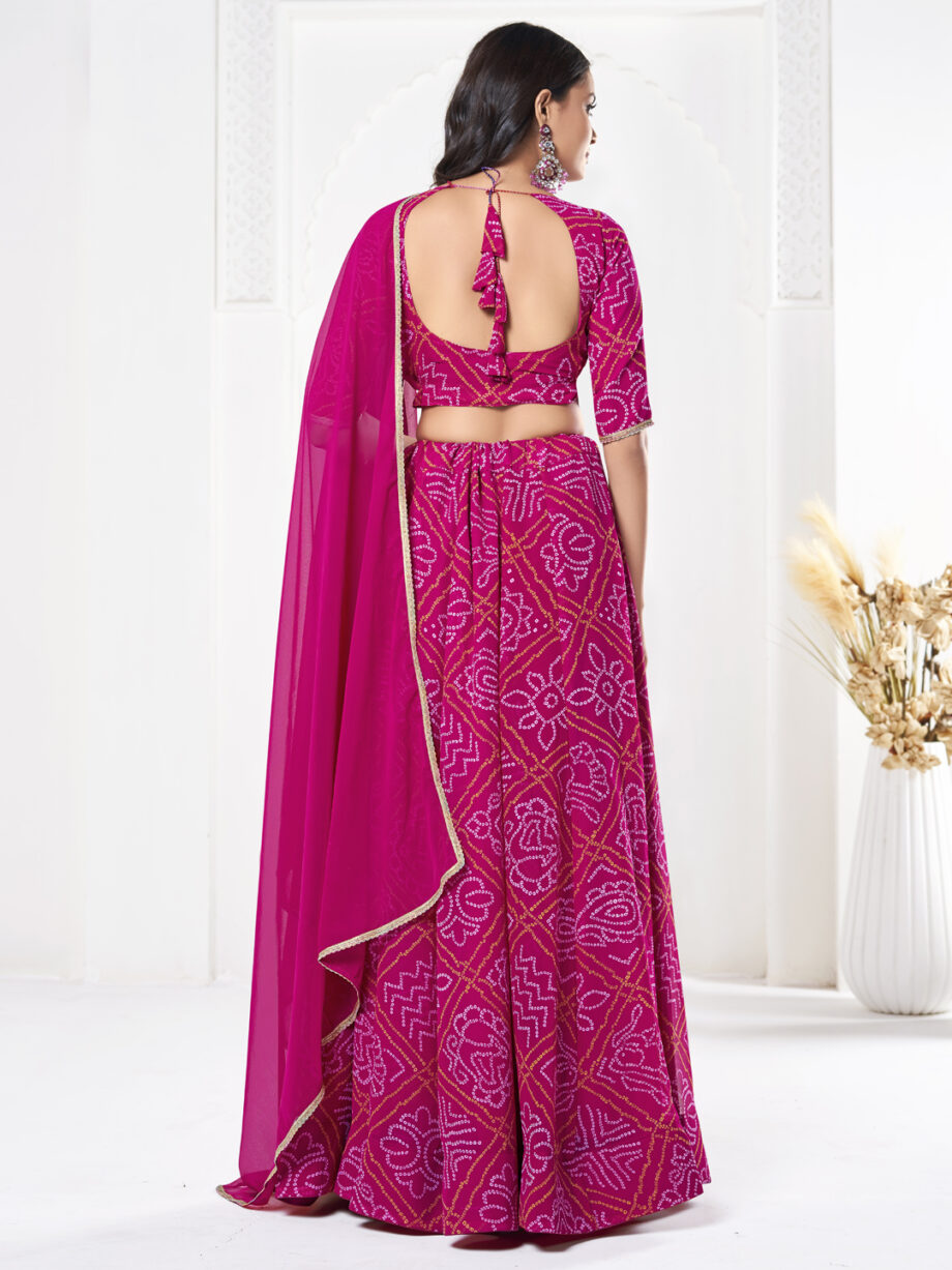 Pink Georgette Semi stitched Lehenga Choli